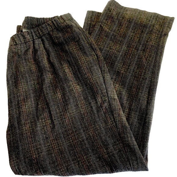 TanJay Pants Comfort Slacks Sweatpants Elastic Soft Wide Leg Brown Plaid 16 W - Picture 10 of 12